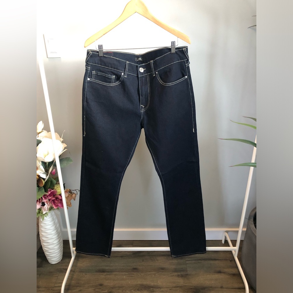 True Religion Men's Dark Indigo Straight Jeans